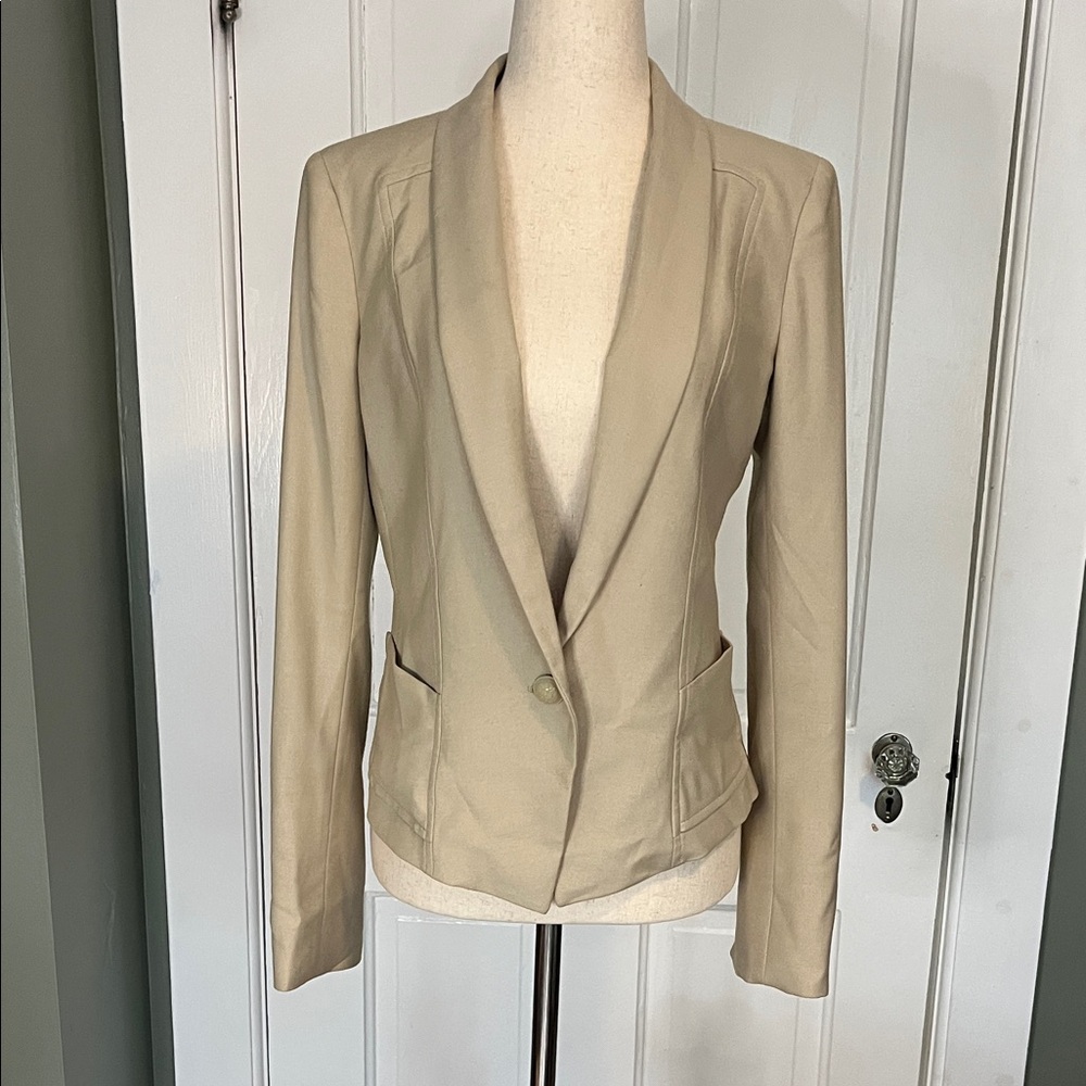 Anne Klein Beige Shawl Collar Single-Button Blazer